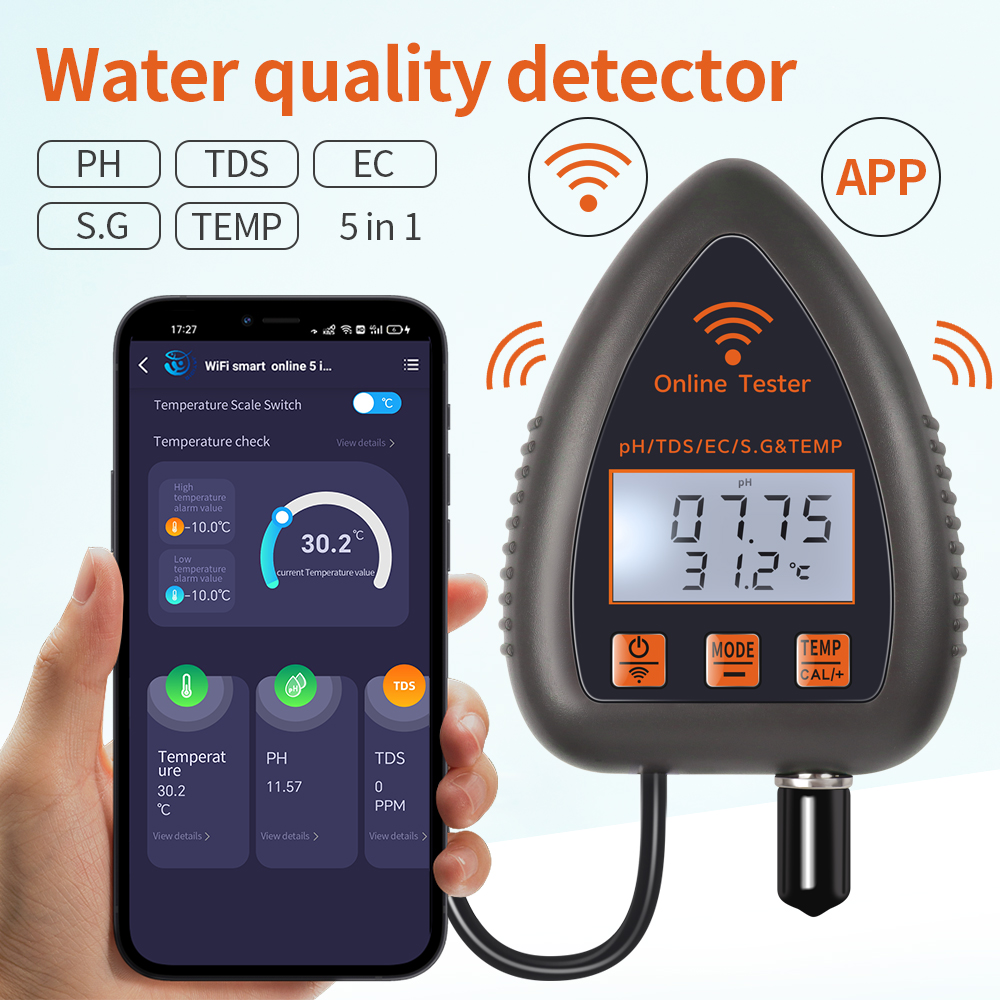 Tuya WiFi 5 en 1 TDS/EC/sel/S. - Ph Meter Digital Water Tester avis et prix
